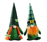 Decoración de gnomos del día de San Patricio, 2 Piezas de Adorno Enano de trébol Verde, Enano de Duende para decoración Irlandesa