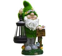 Decoración de gnomos solares, bonito gnomo de jardín al aire libre con farol, 16 x 8 x 2,5 cm, estatua alimentada por energía solar para patio, césped, patio y decoración del hogar, regalo para niños