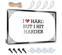 Decoración de granja al aire libre, aula de arte, área suave con texto en inglés "I Love Hard But I Hit Harder", arte rústico de pared pequeño (30 x 40 cm)