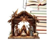 Decoración de guardería navideña - Colgante de acrílico transparente, detalles complejos de la Sagrada Familia, diseño fácil de colgar | Decoración de árbol de navidad religioso para celebraciones