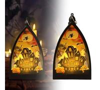 Decoración de Halloween al aire libre de Halloween luz de cristal gótico adorno de escritorio decoración del hogar pieza central única para estante de mesa, mantel decoraciones reutilizables (B, talla