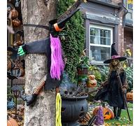 Decoración de Halloween,Decoración de Brujas de Halloween Decoración de Brujas de 100cm,Decoración Colgante de árbol de Bruja Voladora,Decoraciones Colgantes de Halloween (Naranja)