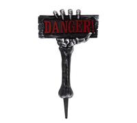 Decoración de Halloween, esqueleto de Halloween, espeluznante, 54 cm, diseño de esqueleto "DANGER!", con estaca, resistente a la intemperie, decoración de fiesta para jardín delantero/casa atascada