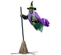 Decoración De Halloween, Estatuilla De Bruja De Halloween | Haloween Planting Witch En Una Escoba | Accesorios Aterradores para Porche, Patio, Césped, Casa, Patio, Interior O Exterior