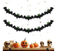 Decoración de Halloween murciélagos de guirnalda | Decoración con purpurina de 2,5 metros | Bandera de murciélago negro brillante | Para tienda de al aire libre jardín calle Festival Ventana