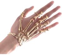 Decoración de Halloween Oro de la Aleación del Cráneo Dedo Esqueleto Anillo Pulsera del Cráneo Dedo Mano Pulsera de Halloween Goth Esqueleto Huesos Pulsera Durable Processing