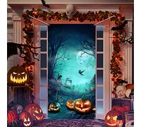 Decoración de Halloween para niños, Horror Moon Night Dead Tree Scary Cemetery Pumpkins Fondo de tela para fotografía de fondo para niños adultos Halloween Party Photo Props, 70.87 x 35.43 pulgadas