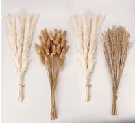 Decoración de Hierba de Pampas Seca, 100 PCS de Hierba de Pampas Contiene Flores Secas de Cola de Conejo, Ramo de Hierba de Carrizo para Decoración de Mesa de Boda, Flores Boho para el Hogar