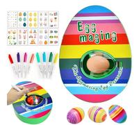 Decoración de Huevos de Pascua,DIY Huevo de Pascua Kit,Máquina de Decoración de Huevos,Máquina para Decorar Huevos,Pascua para Decorar Huevos de Pascua,8 Marcadores, 3 Huevos & 10 Pegatinas