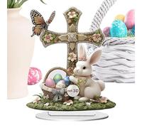 Decoración de huevos de Pascua, Ornamento de oficina de Pascua | Centros de mesa de mesa plana 2D 2D Bunny de Pascua,Centero de maestro de oficina de conejo de granja para muebles, estante, encimera