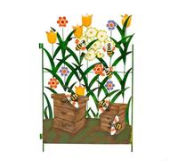 Decoración de jardín de flores y mariposas de metal vívido para elegante arte de pared al aire libre, mejora el atractivo estético (D)