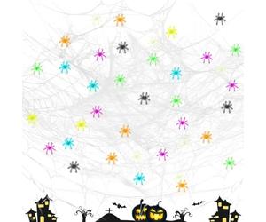Decoración de jardín estacional de telaraña artificial | Telarañas elásticas de Halloween para decoradores, inquilinos, hogar, apartamento, oficina, sala de estar, dormitorio, jardín