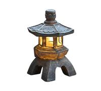 Decoración de jardín, estatua de jardín de pagoda, estilos japoneses, impermeable, estatuas de jardín solares de resina, resistentes a los rayos UV, adornos de jardín al aire libre para patio,