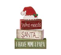 Decoración de la bandeja de Navidad - Señales de bloque de Navidad, decoraciones de mesa de Navidad | Decoración de mesa de madera con gorro de Papá Noel para cocina, dormitorio, sala de estar, casa