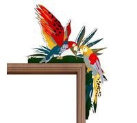 Decoración De La Esquina De La Puerta - Arte Del Marco De Pájaros De Madera, Topper De Puerta Moderna | Decoración Del Estante De Forma De Loro, Adorno De Estante De Marco Pintado A Mano, Estante De E