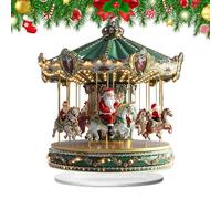 Decoración de la Figura de Santa - Escena de Merry Go Round, carrusel de Navidad, de Temporada Coleccionable, Encantadora decoración navideña, agrega vítores de Vacaciones, Accesorio para el ho