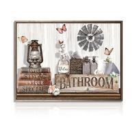 Decoración de la Pared del Cuarto de Baño de Granja Flor de Algodón Rústica y Mariposa Arte de Pared Cuadros de Signos para el Hogar 30x40 cm Sin Marco