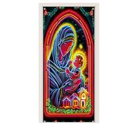 Decoración de la Puerta - Grandes De Escenario De Jesús De Tela Fluorescente | Soporte Fondo Banner Cartel Porche - para Interior Exterior Casa Casa de Campo Invierno