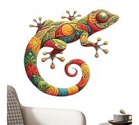 Decoración de lagarto, arte de pared lagarto - Gecko Metal Art Wall Decor,Escultura de hierro impermeable, estatuas de patio al aire libre, estatuas de animales coloridas decoración del hogar