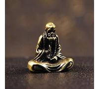 Decoración de latón Retro Dharma Buda Escultura Mini Estatua de Cobre sólido Bodhidharma Figuras maestras de Escritorio decoración de Escritorio Regalos budistas colección de Arte