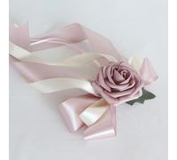 Decoración de lazo de coche con flores artificiales para vehículos de boda, diseñada para adaptarse a espejos retrovisores, manijas de puerta, capó y barandillas de escalera con lazo de cinta (2