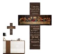 Decoración de letrero de cena de arte de pared, panel de madera de cena de pared - Decoración de letreros de cena de escultura de fe - Arte de pared vintage con texto inspirador, de iglesia