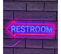 Decoración de letrero de neón para baño, luz de neón LED para inodoros con atenuación de 3 engranajes, señal alimentada por USB para decoración de WC de hotel, bar, centro comercial,Left,40x15cm