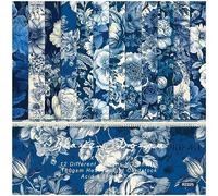 decoración de libros de recortes de papel kraft, Paquete de 2 papeles con patrones for álbumes de recortes, 48 hojas, 12 diseños, 6 x 6 pulgadas, color azul