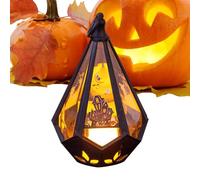 Decoración De Linterna De Halloween - Luces De Brujas De Miedo Con Patrón De Alegría Para Iluminación De Noche De Seguridad, Resplandor Festivo Con Diseño Portátil, Amistosos Para La Linterna,
