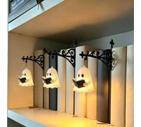 Decoración de luces de libro de lectura de fantasmas de Halloween, decoración de lámpara de biblioteca, lámpara de estantería de Halloween, linda linterna LED de luz nocturna para estudio, lectura