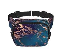 Decoración de Lujo en mármol Morado Oscuro y Verde Azulado con Dorado,Riñonera Cuadrada de Doble Capa, Bolso de Viaje, Bolso Informal para el Pecho.