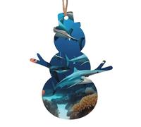 Decoración de madera con forma de muñeco de nieve de tiburón submarino, 4 unidades, adecuado para decoración del hogar y festivales