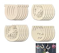 Decoración de Madera de Herradura, 24 piezas Discos de Herradura, 4 Formas de Herradura de Madera Artesanal, Para Decoración de Bricolaje, Decoración de Vacaciones o Fiestas