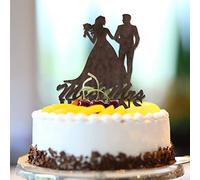 Decoración de madera marrón para tartas de boda con nombres personalizados, silueta divertida de novia y novio para despedida de soltera, despedida de soltera, regalos de despedida de soltera para él