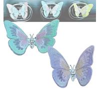 Decoración de mariposa con fragancia bordada, exquisita decoración de salida de aire de consola de coche, adorno de mariposa multicolor que agita las alas (Pegajoso, Púrpura+Verde)