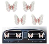 Decoración de mariposa para automóvil, decoración de consola central automotriz con clip de ventilación de salida de aire acondicionado, adorno de accesorios interiores de automóviles (blanco)