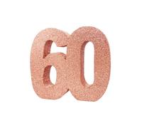 Decoración de mesa con purpurina número 60, color oro rosa, centro de mesa, centro de mesa, decoración de mesa de 60 cumpleaños, paquete de 1, 20 cm, H126