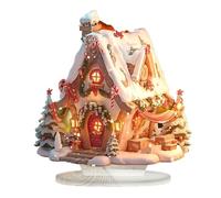 Decoración De Mesa Cottage Brillante - Panel Acrílico 8 X 7.5 Pulgadas, Mini Casa LED, Acento De Pantalla De Vacaciones | Escenas De Dormitorio De Invierno, Centros De Mesa De Navidad, Vacan