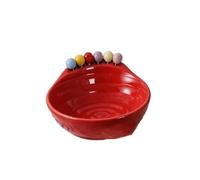 Decoración de mesa, cuenco de frutas con tenedor, bandeja de almacenamiento de frutas para el hogar (rojo)