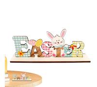 Decoración de mesa de madera de conejo de Pascua, paneles de mesa de madera de Pascua de primavera,Decoración de mesa de Pascua colorida | Panel de mesa de madera con conejitos de primavera