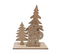 Decoración de mesa de madera de Navidad con escena de pueblo de madera, árbol de bricolaje, reno R, adorno de madera de Navidad, decoración de día festivo, adorno K2so (B, talla única)