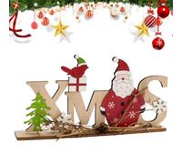 Decoración de mesa de Navidad - Pieza maestra, Papá Noel y muñeco de nieve, letrero de madera, decoración para el hogar, para fiestas, invierno, cocina, cuarto de baño, oficina, colega