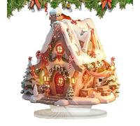 Decoración de mesa de pueblo de Navidad - Miniatura de casa de Navidad iluminada con LED | Adorno de decoración de escritorio para el tema de las vacaciones de invierno, escena de cabaña luminosa pe