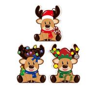 Decoración de mesa de renos - Fiestas en 2D, juego de estanterías, acentos navideños en granja, mini accesorios de ciervo para exhibir en el escritorio, decoraciones de centro de mesa de temporada | p