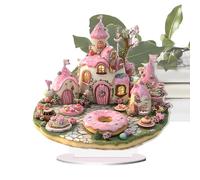 Decoración de mesa de San Valentín, centro de mesa de granja, postre de castillo acrílico 2D, letrero de mesa de pie, decoración de pie para mesa de casa de campo