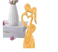Decoración de mesa para amantes, figura de pareja,Obra de arte de amante tallada a mano - Estatua de madera de pareja, Figura decorativa de beso de amantes para estante de salón