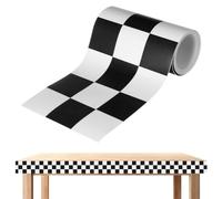 Decoración de mesa - Tiras de borde con patrón de cuadros de carreras, rollo de marco de papel flexible, accesorios de borde de pantalla, decoración de pared creativa para aulas, oficina, eventos