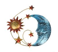 Decoración de metal para colgar en la pared de sol, luna y estrella para uso doméstico en interiores y exteriores, hecha de hierro resistente que añade un acento artístico único de pared