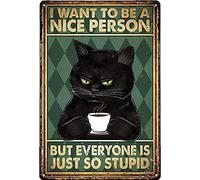 Decoración de metal para exteriores con texto en inglés "I Want to be a Nice Person but Everyone is just so Stupid", letrero de metal vintage para decoración de habitación, arte estético de pared