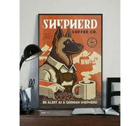 Decoración de metal para exteriores de pastor café con texto en inglés "Be Alert As A German Shepherd Dog", cartel de metal de estaño, decoración vintage, garaje, hogar, jardín, cafeterías, cocina